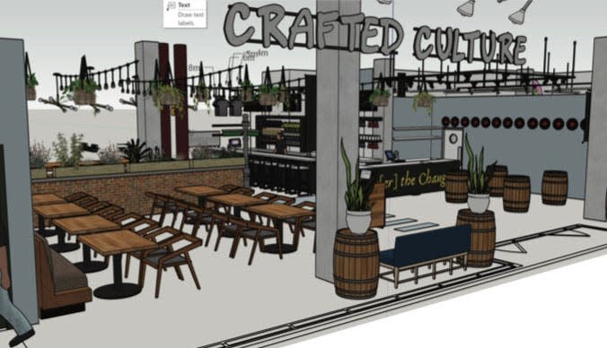 Crafted Culture is expected to reopen in late 2022 or early 2023, in new space on East Main Street, shown in this rendering.