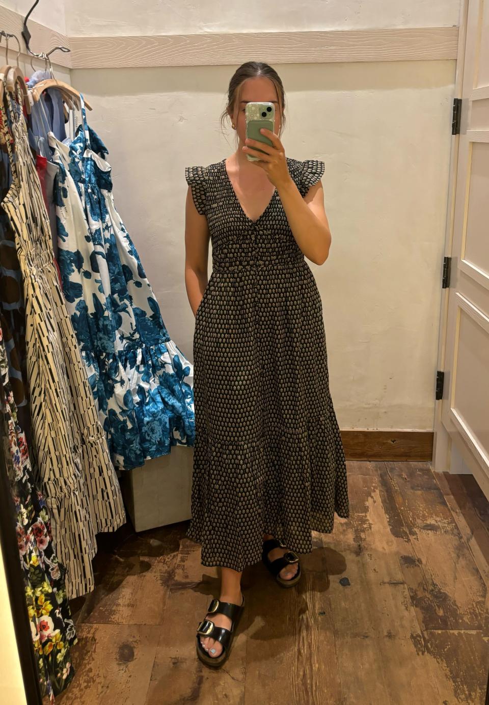 woman wearing brown and black maxi dress, The Peregrine Midi Dress 