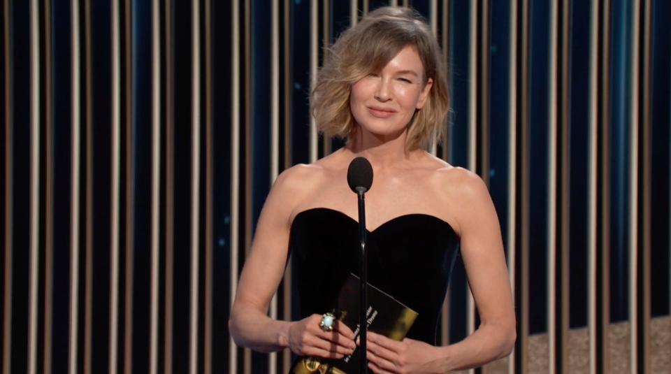 Renee Zellweger, who won best actress in 2020, presented an awardAP