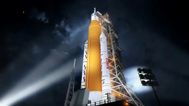 NASA brings huge SLS rocket to launch pad for the first time