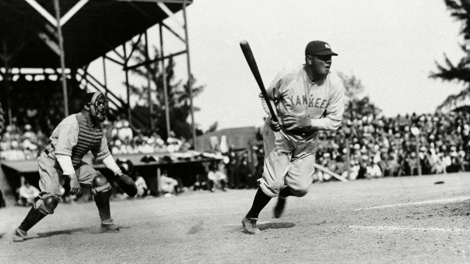 Mandatory Credit: Photo by AP/Shutterstock (6673423a)Babe Ruth slams one out during exhibition game with the Boston Braves at St.