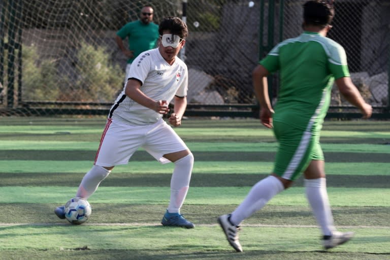 Visually impaired Iraqi footballers train in Baghdad for the five-a-side sport (AHMAD AL-RUBAYE)