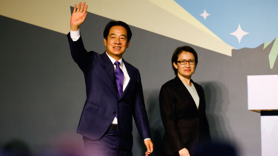 Lai Ching-te and his running mate Hsiao Bi-khim in Taipei, Taiwan on January 13, 2024. - Ann Wang/Reuters