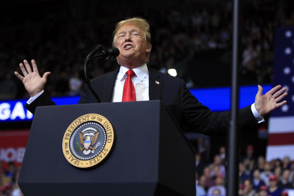 Donald Trump has launched an emotional attack on his critics, accusing them of hurting the country by pursuing the Mueller investigation, in a raucous speech in front of supporters in Michigan.In his first rally since Robert Mueller completed his probe and the president learned it had apparently cleared him of colluding with Russia, Mr Trump basked in constant applause as he lashed out at the media, Democratic politicians and the “deep state”.“This has been an incredible couple of weeks for America,” he said, adding that Isis had been defeated and that the economy was growing.Referring to the completion of Mr Mueller’s report, he said: “The collusion delusion is over. The Russia hoax is finally dead. ... This was nothing more than a sinister effort to undermine our historic election victory and to sabotage the will of the American people.”Describing Democrat Adam Schiff’s claims that there may indeed have been collusion between the Trump campaign and Russia, the president said: “Sick! Sick! These are sick people.”In a fired-up appearance in the city of Grand Rapids, the location of his final appearance during the 2016 presidential campaign, Mr Trump indicated how he intended to campaign for 2020 – by attacking his critics, making grandiose and often false claims, and energising supporters by seizing on issues such as immigration.During the course of the 90-minute speech, he claimed his election win over Hillary Clinton had been possibly the greatest in history, and that a wall on the Mexican border would be built.“The wall is being built. We had to go down a somewhat different path,” he said to shrieks of delight. “It does not matter – national emergency.“Robert Mueller was a god to Democrats, he was a god to them. Now they don’t like him much.“The Democrats now have to decide if they want to keep defrauding the public with ridiculous bull**** and partisan investigations, or whether they will apologise to the American people and join us.”Reports said that many of those packed into the Van Andel Arena had started lining up the night before, with some camping out.Saundra Kiczenski, who was among the first in line, told the Associated Press she had never felt the same kind of enthusiasm from the crowd as she awaited her 25th Trump rally. She said he expected the president would take a chance to revel in the fact the Mueller investigation was over.“He’s just going to be on fire,” she said. Last weekend, attorney general William Barr sent to Congress a four-page summary of Mr Mueller’s investigation into Moscow’s alleged interference and accusations it had been assisted by members of the Trump campaign.The summary claimed that in his report, Mr Mueller said he had not found a direct link between Moscow’s efforts and the Trump campaign. On the issue of whether the president had obstructed efforts to investigate possible collusion, he set out the case for and against in regard to several incidents.In turn, Mr Barr and his deputy, Rod Rosenstein, decided the president’s actions did not constitute a crime.Before Mr Trump launched his attack against those he claimed had pushed for an investigation because they could not accept his 2016 victory, the crowd was warmed up by the president’s eldest son, Donald Trump Jr.“This week’s vindication of my father, of me, of our family: it’s not just our vindication, it’s your vindication,” said Mr Trump Jr, who is likely to play a leading role in his father’s re-election campaign next year.“You own that with us. Because you stuck by us. You knew it was nonsense. You knew my father was fighting for all of you.”Among those whom the president attacked on Thursday evening was Democratic congressman Mr Schiff. On Thursday, Republicans on the House of Representative’s intelligence committee called for his resignation, saying he had pushed a demonstrably false narrative by continuing to investigate the president’s ties to Russia. Mr Schiff said: “My colleagues may think it’s okay that the Russians offered dirt on a Democratic candidate for president as part of what was described as part of the Russian government’s effort to help the Trump campaign. ... You might say that’s just what you need to do to win. But I don’t think it’s okay.”