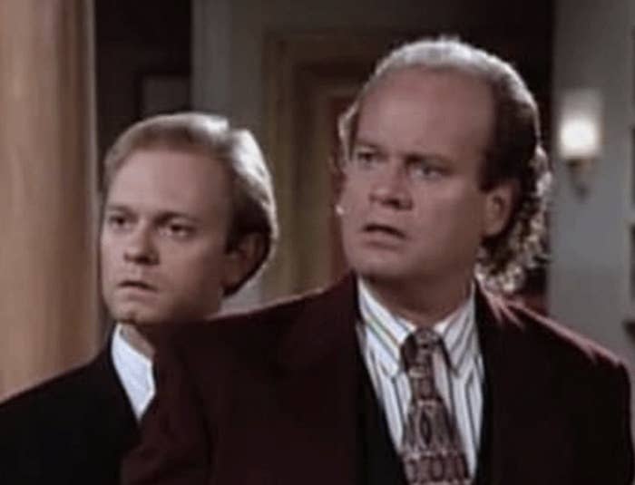 <div><p>"David Hyde Pierce looks so much like Kelsey Grammer that they <a href="https://www.cheatsheet.com/entertainment/the-role-of-dr-niles-crane-on-frasier-was-reportedly-created-specifically-for-david-hyde-pierce.html/" rel="nofollow noopener" target="_blank" data-ylk="slk:created;elm:context_link;itc:0;sec:content-canvas" class="link ">created</a> the character of Niles just for him. In <i>Cheers,</i> Frasier insists he's an only child because at that point he was! Later, they covered by saying that Frasier and Niles didn't get along at the time."</p><p>—<a href="https://www.buzzfeed.com/emilym4e8497a33" rel="nofollow noopener" target="_blank" data-ylk="slk:emilym4e8497a33;elm:context_link;itc:0;sec:content-canvas" class="link ">emilym4e8497a33</a></p></div><span> NBC</span>