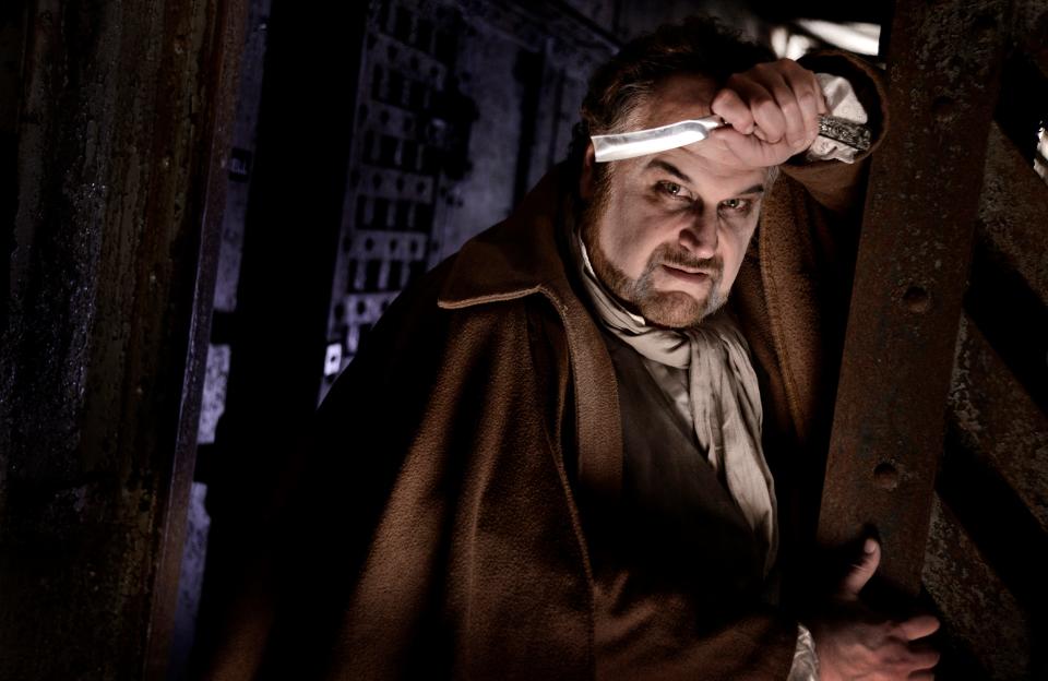 Ken Lambert as Sweeney Todd in the Monticello Opera House production of "Sweeney Todd: The Demon Barber of Fleet Street," running through June 2, 2024.