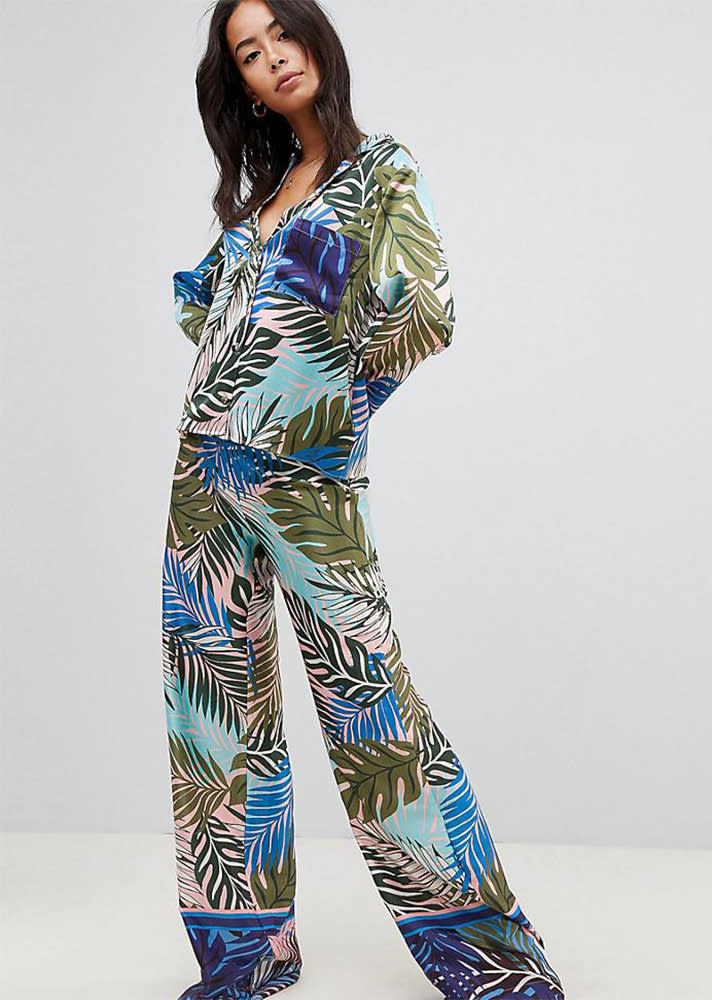 Tropical Border Print Satin Set