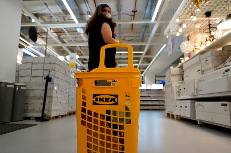 A woman shops inside IKEA's first city store in Mumbai