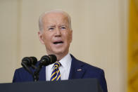 President Joe Biden speaks during a news conference in the East Room of the White House in Washington, Wednesday, Jan. 19, 2022. (AP Photo/Susan Walsh)