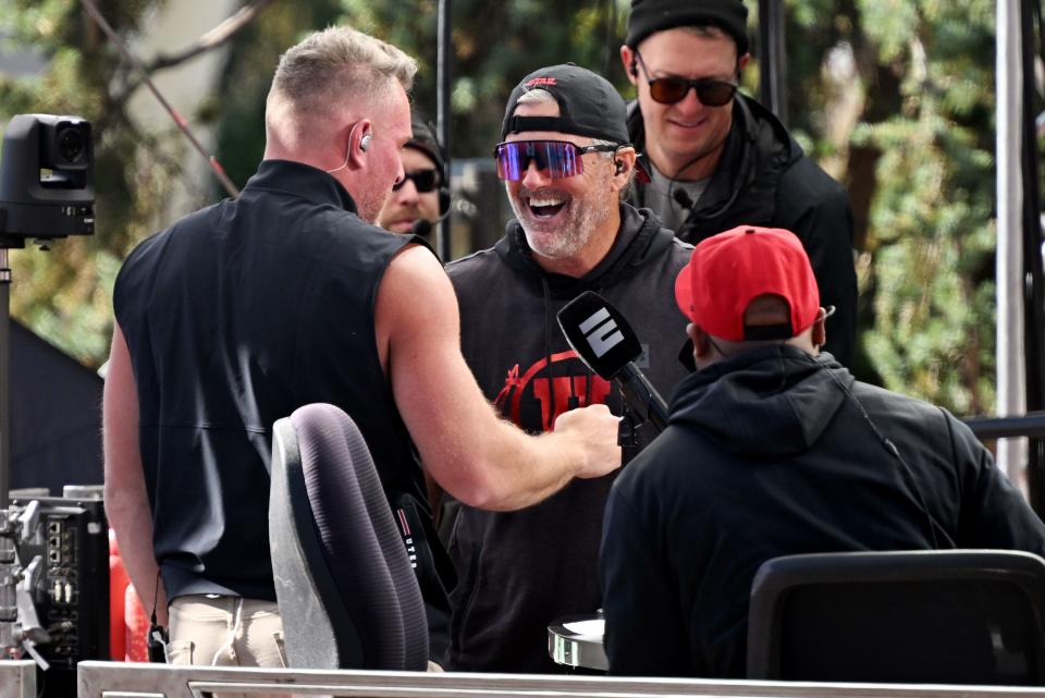 Utah Head Coach Kyle Whittingham appears on the Pat McAfee Show at the University of Utah on Friday, Oct. 27, 2023. | Scott G Winterton, Deseret News