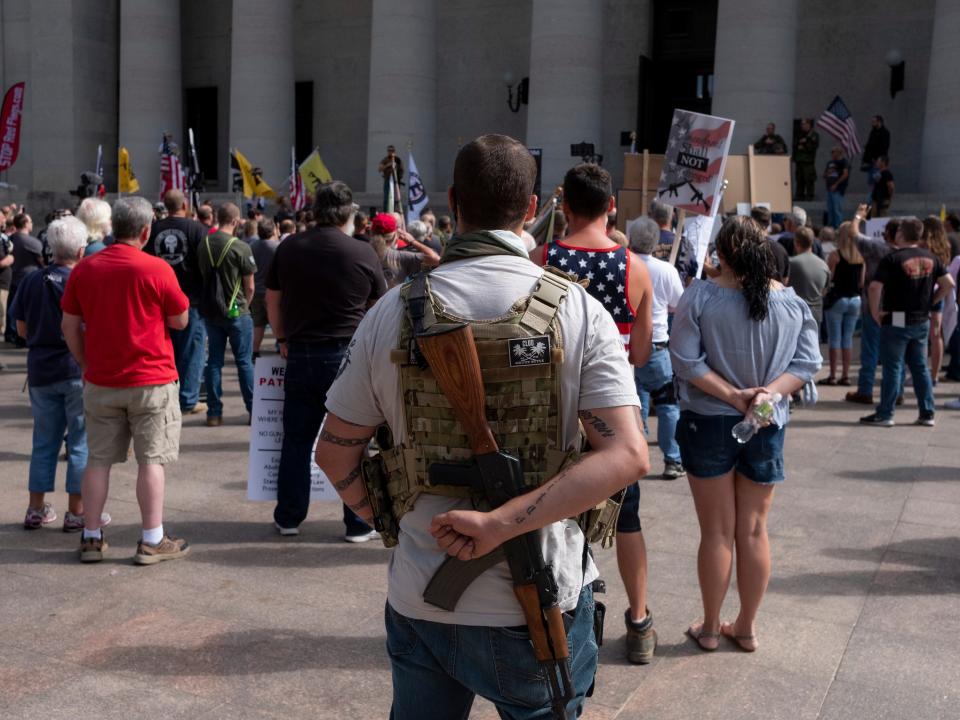 Gun rights activists protest gun control legislation at the Ohio State House on September 14, 2019 in Columbus, Ohio. (Getty Images)