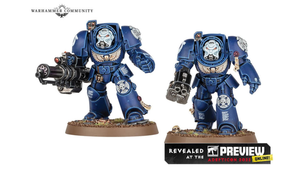 New Space Marine Terminators from Warhammer 40,000 10th Edition on a plain background