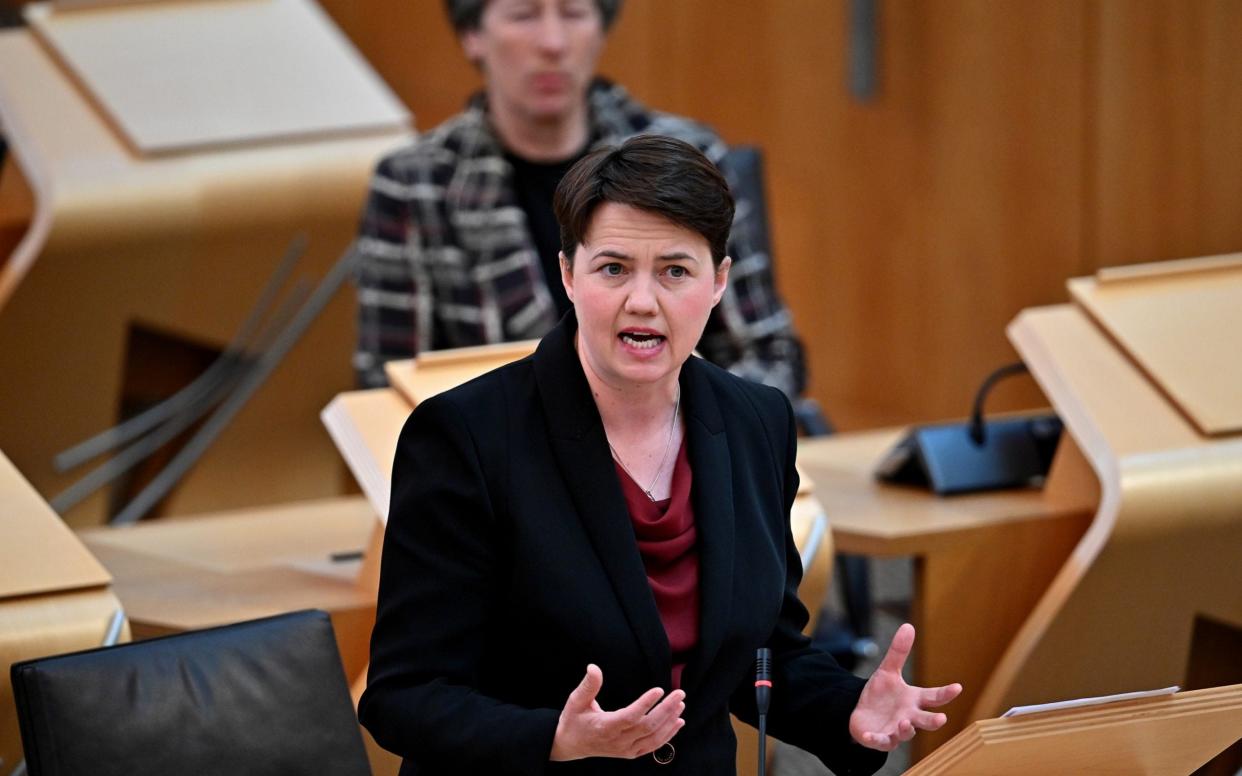 Scottish Conservatives leader Ruth Davidson speaks during a motion of condolence at Holyrood  - Reuters