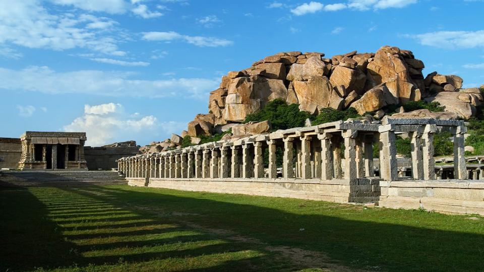 <div class="inline-image__caption"><p>Pillared bazaar in Vitthala Temple, built in the 15th century A.D. during the reign of King Krishna Deva Raya, Hampi, Kartanaka, India.</p></div> <div class="inline-image__credit">V. Muthuraman/IndiaPictures/Universal Images Group via Getty</div>