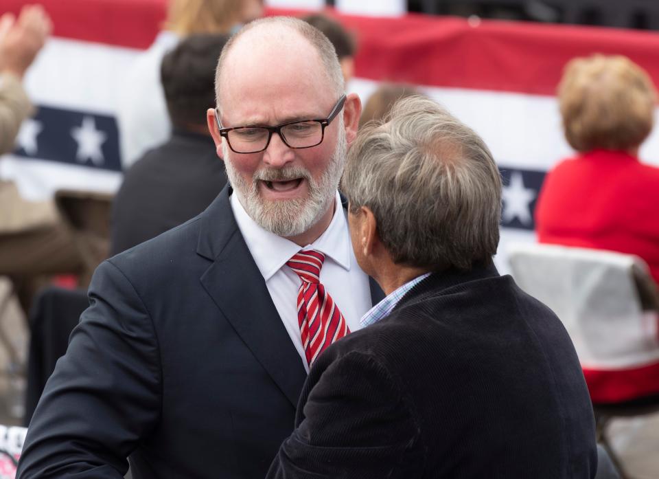 Derrick Van Orden, a Republican candidate for the 3rd Congressional District, attended a Sept. 7, 2020, campaign appearance by Vice President Mike Pence at the Dairyland Power Cooperative Frank Linder Service Center in La Crosse.