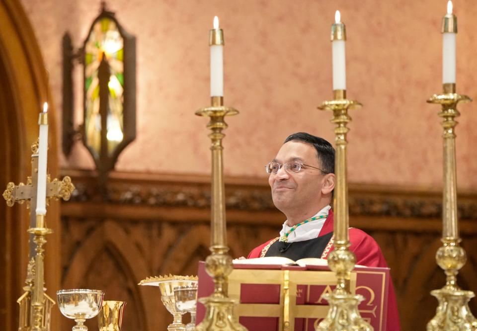 Columbus Bishop Earl K. Fernandes, seen leading Mass at St. Mary, Mother of God Catholic Church, in German Village earlier this month, has been trained as an exorcist in Rome.