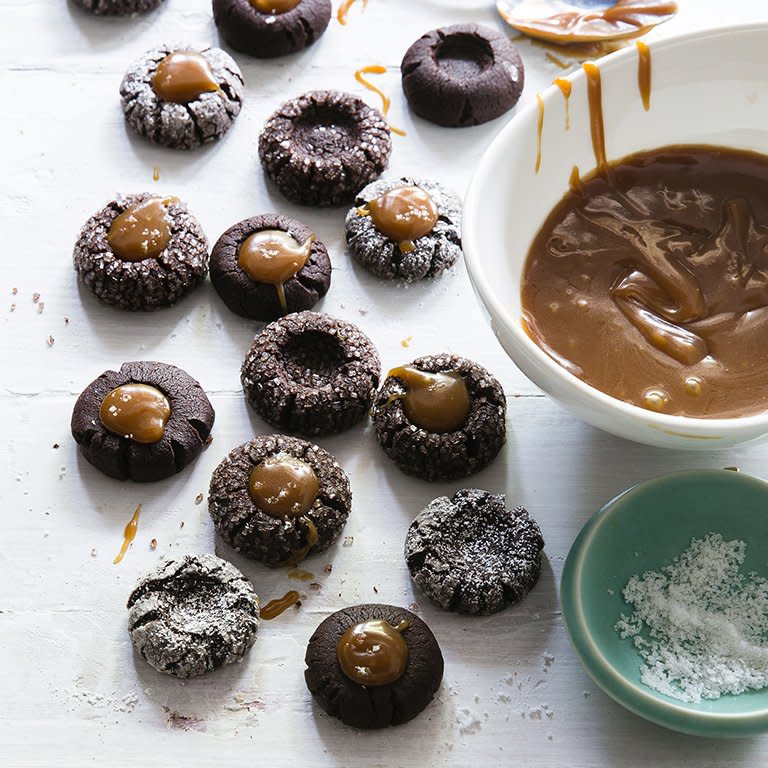 Chocolate Thumbprints with Caramel and Sea Salt