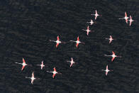 <p>A birds eye view of Flamingos migrating. (Photo: Michael Viljoen/ Caters News) </p>