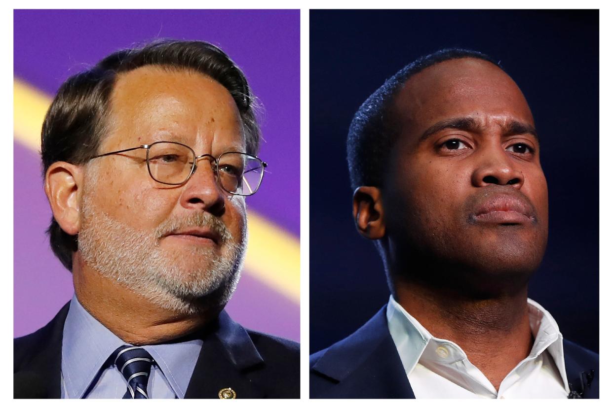 Democratic Sen. Gary Peters and Republican Senate candidate John James are running in a race that campaign finance experts project will top a staggering $100 million price tag by Election Day. (ASSOCIATED PRESS)