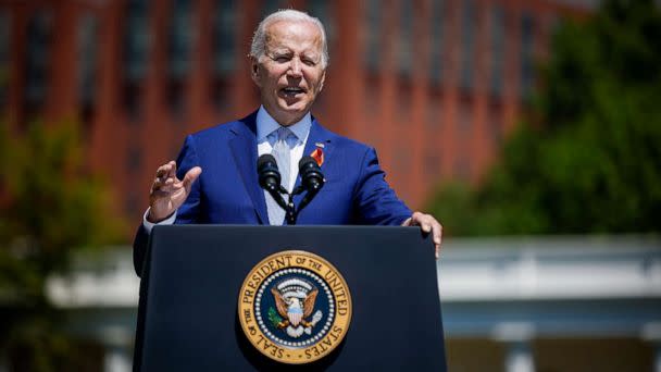 PHOTO: President Joe Biden delivers remarks at an event to celebrate the Bipartisan Safer Communities Act on the South Lawn of the White House, July 11, 2022, in Washington, DC. (Chip Somodevilla/Getty Images)
