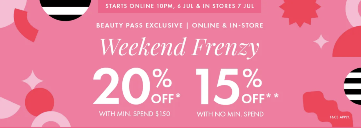 Sephora Weekend Frenzy Sale poster in pink