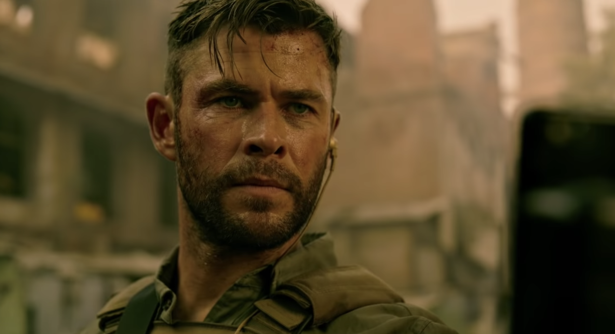 Chris Hemsworth in the first trailer for <i>Extraction</i>. (Netflix)