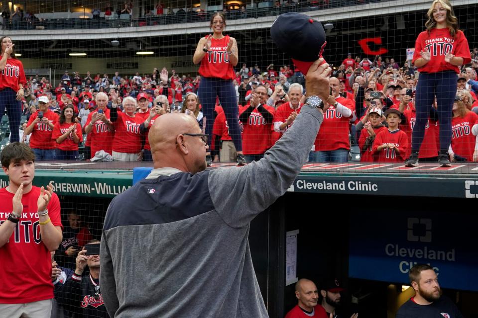 Guardians manager Terry Francona celebrated before Shane Bieber beat the Reds in Francona's final home game in Cleveland Wednesday.