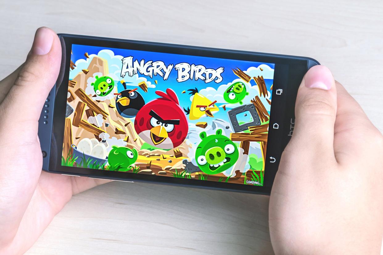 Angry Birds game on a mobile phone