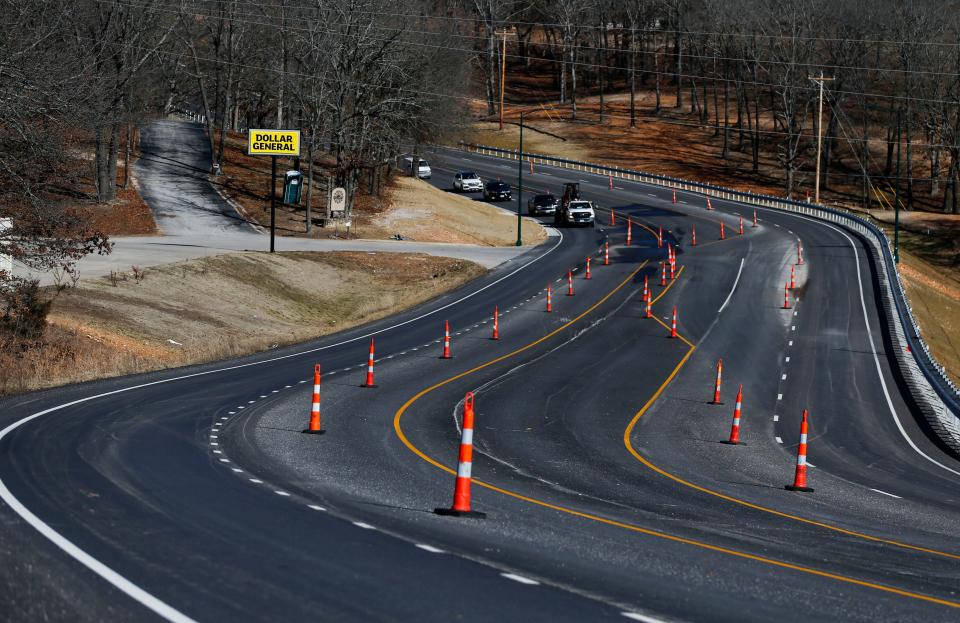 Construction on Highway 86 in Ridgedale between Highway 65 and Thunder Ridge Nature Arena on Monday, Jan. 29, 2024.
