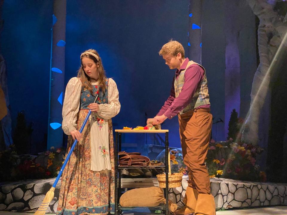 Lauren Janoschka (Baker's Wife) and Ian Keller (Baker) perform at Ohio University Lancaster's production of "Into the Woods."