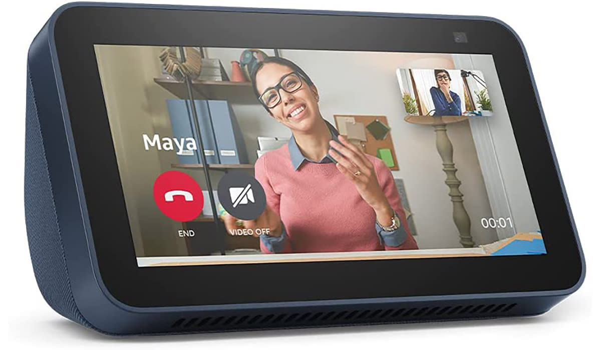 Amazon Echo Show 5 smart display with a video chat on the screen