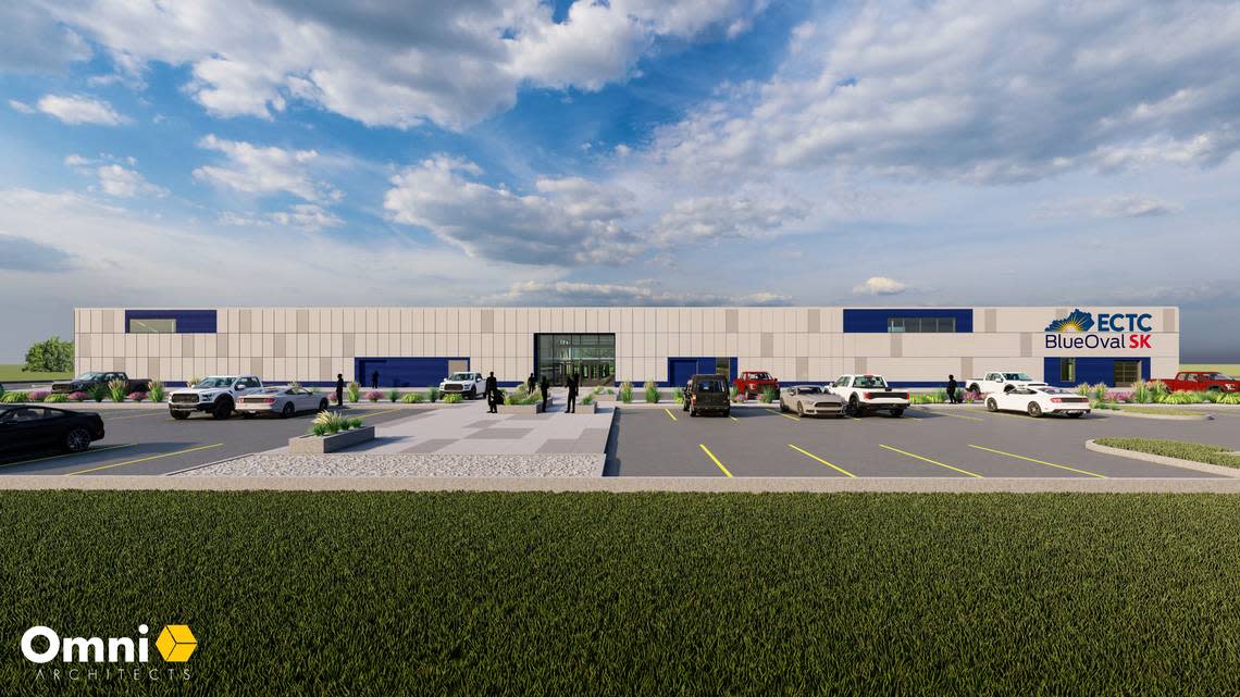 A rendering depicts the Elizabethtown Community and Technical College BlueOval SK Training Center, a $25 million facility in the Kentucky Community and Technical College System. The BlueOval SK Battery Park’s 5,000 employees will be trained there. Photo submitted