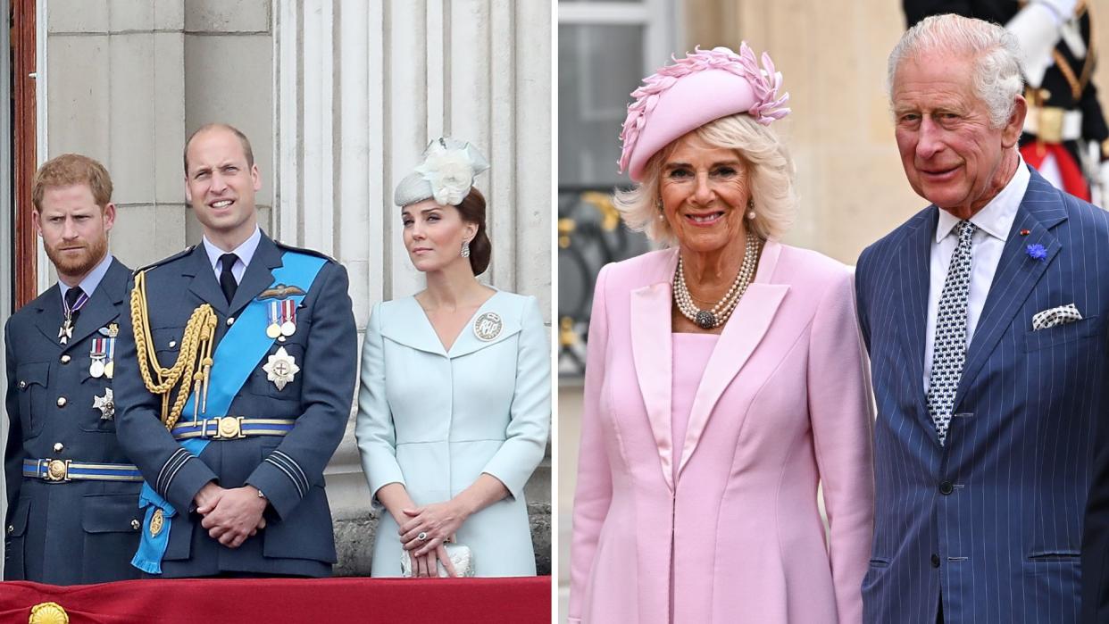  Special picture of Prince Harry, William and Kate on display at Clarence House. Seen here are Prince Harry, Prince William and the Princess of Wales and King Charles and Queen Camilla at different occasions. 