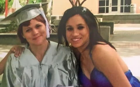 Meghan Markle with her half sister Samantha Grant, pictured at her graduation in 2008 - Credit: TIM STEWART NEWS LIMITED 