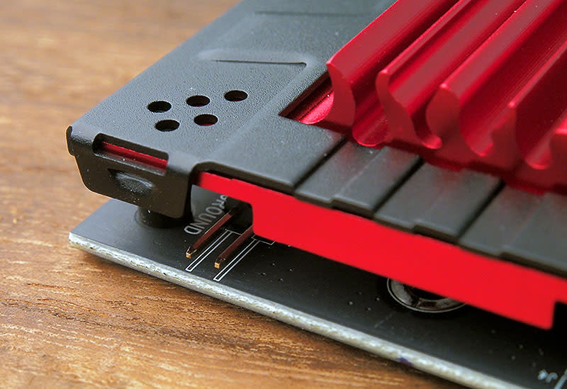 Note the sandblasted finish on the enclosure and also the pins that can be connected to your chassis' LED status indicators.