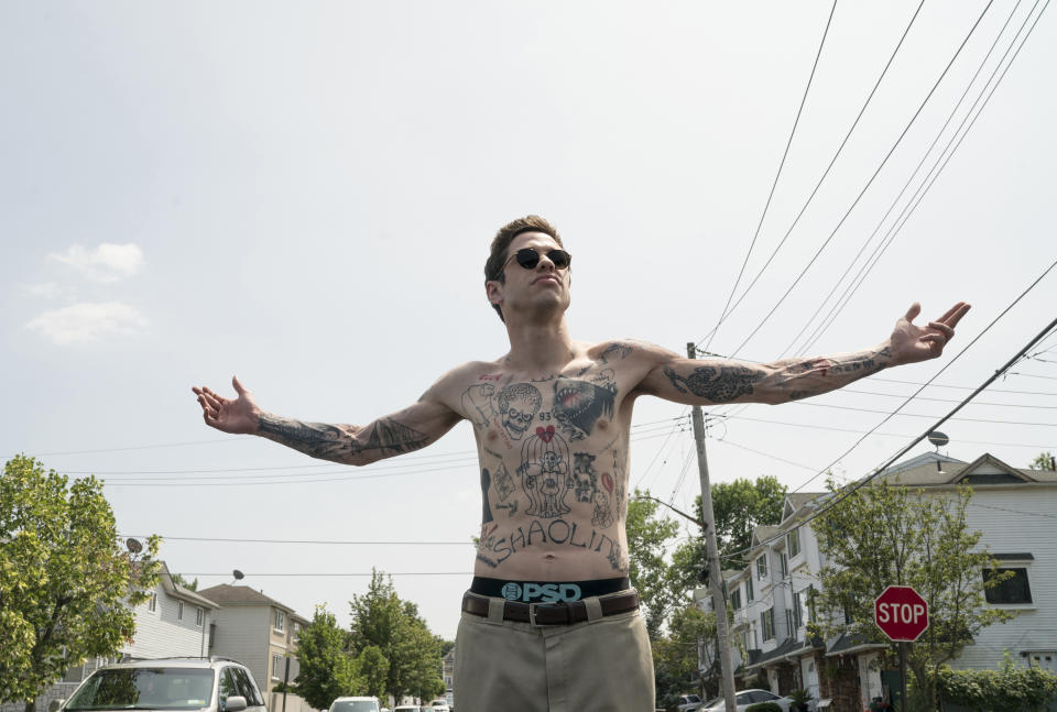 This image released by Universal Pictures shows Pete Davidson in "The King of Staten Island," directed by Judd Apatow. Universal Pictures said Monday that “The King of Staten Island” will debut on digital platforms June 12. (Mary Cybulski/Universal Pictures via AP)