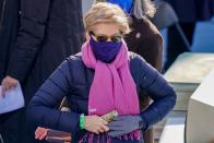 <p>While there were many symbolic and potentially overlooked fashion nods worn by politicians past and present at the ceremony, one which was missed by many was Senator Elizabeth Warren's pink scarf.</p><p>The bottom of the scarf was emblazoned with the Planned Parenthood logo, thus demonstrating her support for the organisation which suffered a torrid four years under the Trump administration.</p>