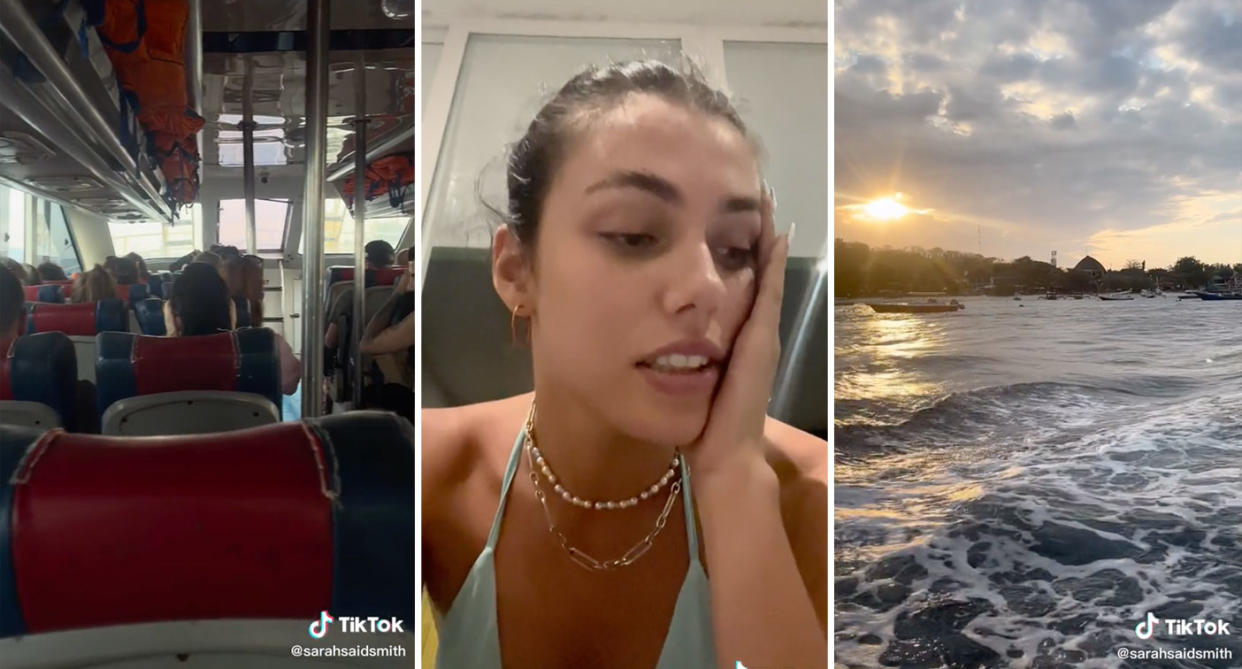 Sarah Said-Smith was drenched following the four-hour boat ride, which was done is rough conditions, in complete darkness. Source: TikTok/@sarahsaidsmith