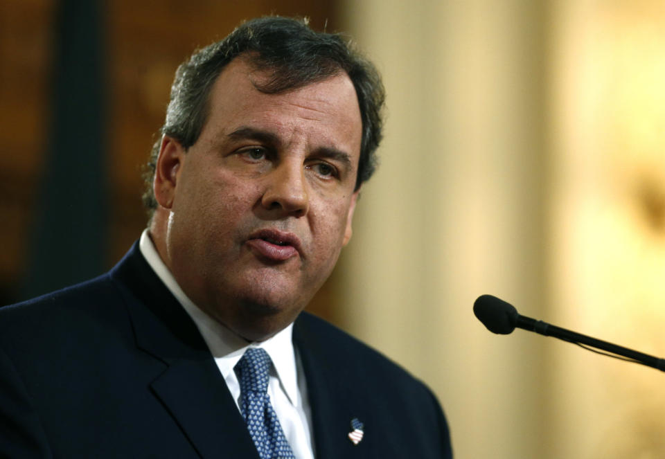 TRENTON, NJ - JANUARY 14: New Jersey Gov. Chris Christie delivers the State of the State Address in the Assembly Chambers at the Statehouse on January 14, 2014 in Trenton, New Jersey. In his speech Christie briefly addressed the ongoing George Washington Bridge lane closure scandal saying his administration 'let down the people we are entrusted to serve' but also called for a longer school day for New Jersey students, and hinted that he will push for another round of pension reform.  (Photo by Jeff Zelevansky/Getty Images)