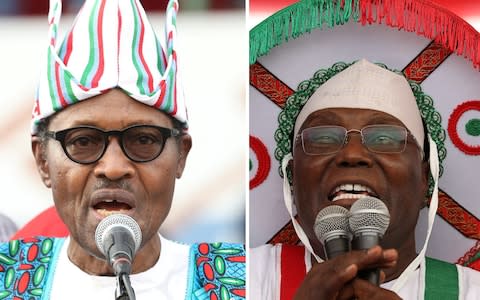 Nigeria's President Muhammadu Buhari and main opposition party presidential candidate Atiku Abubakar - Credit: &nbsp;LUC GNAGO/&nbsp;REUTERS