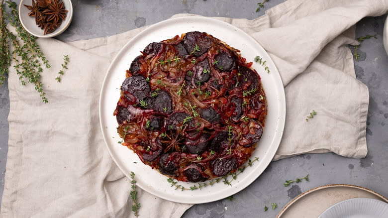 glazed beet thyme tarte tatin