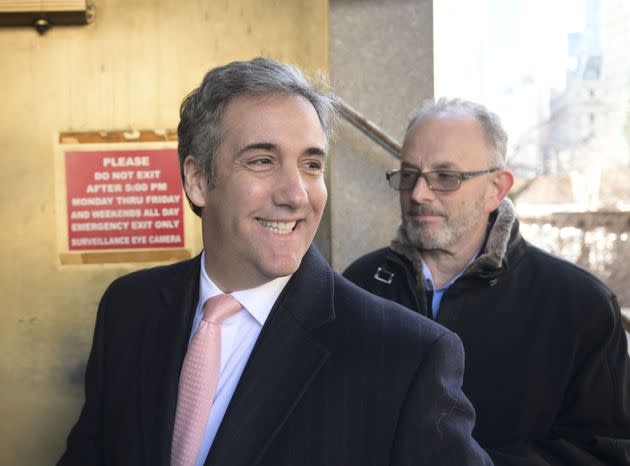 Michael Cohen, Donald Trump's former lawyer and fixer, walks out of a Manhattan courthouse after testifying before a grand jury in New York on March 15, 2023. 