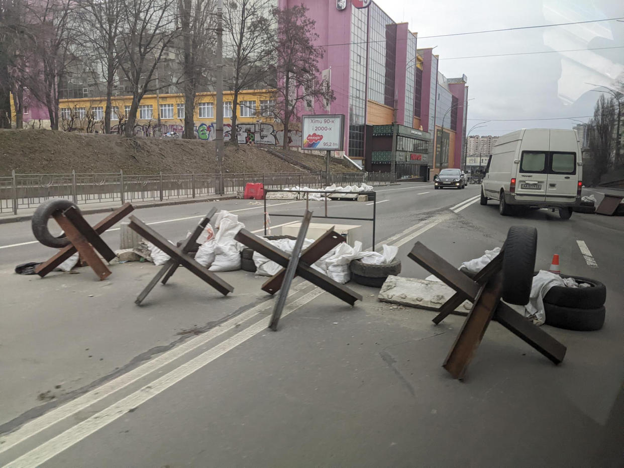 A makeshift road block in Kyiv, Ukraine. (Courtesy of Project Dynamo)