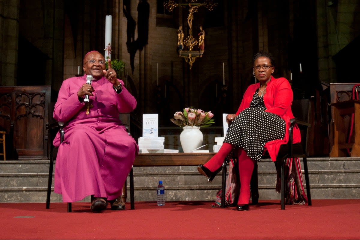 Desmond Tutu and his daughter Mpho Tutu van Furth  (AFP via Getty Images)