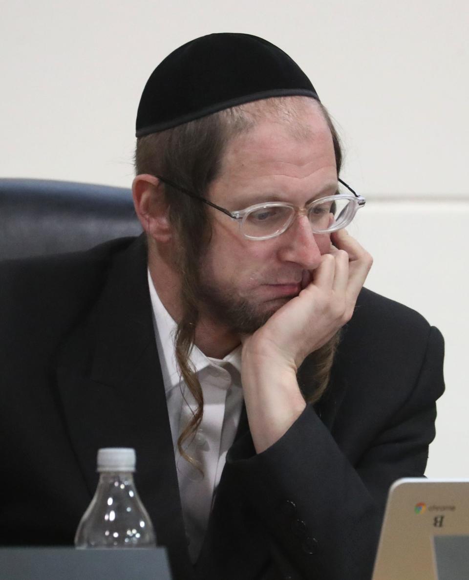 Board Member Simon Koth during a meeting of the East Ramapo School Board at the district administration building in Spring Valley May 2, 2023.