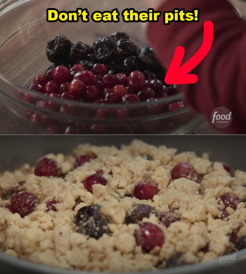 Screenshot of a cherry pie being cooked