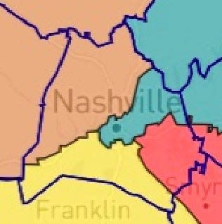 This proposed Middle Tennessee district map 2022 was presented to George Gruhn of Gruhn Guitars from Congressman Jim Cooper. Cooper said he received it from Congressman Mark Green. This unofficial proposal would split Nashville into four congressional districts.