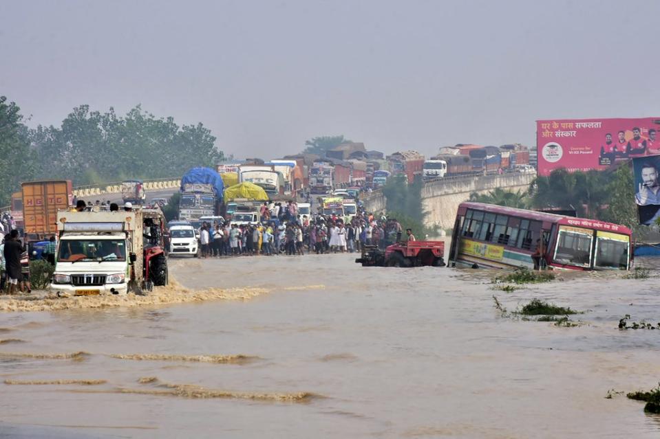 The river Kosi overflowed following heavy rains near Rampur in India's Uttar Pradesh state (AFP/Getty)