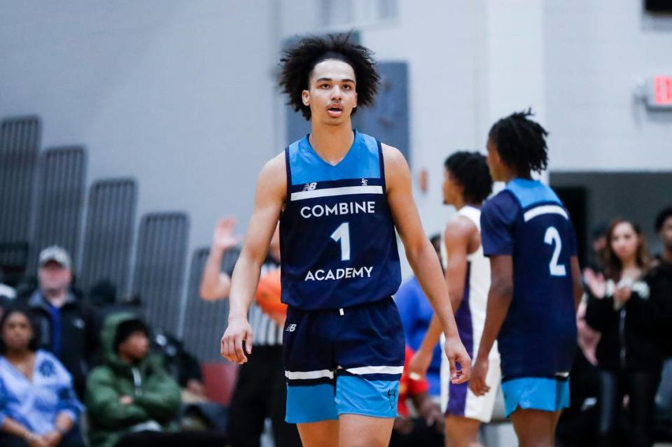 Trentyn Flowers, from Combine Academy (N.C.), was among several highly rated prospects who took part in a high school basketball showcase at Kentucky State University in Frankfort last month.