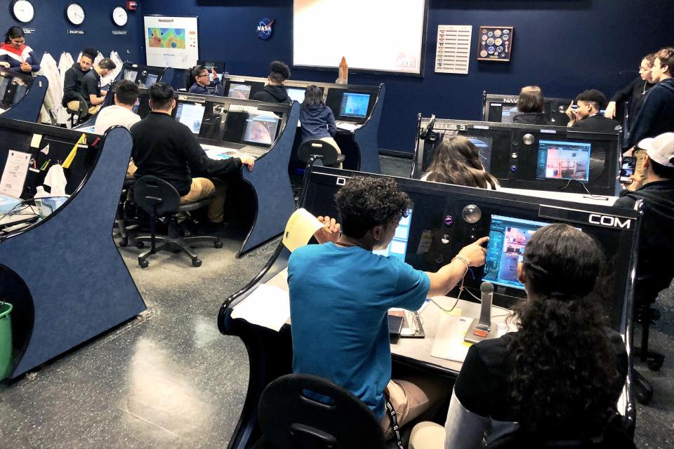 Kingsbridge International Students at Mission Control Center: ﻿Alejandro Mundo's students visited the NYC Center of Aerospace and Applied Mathematics in 2019. (Courtesy Alejandro Mundo)
